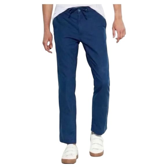 Onia Pants Mens XXL Blue Linen Collin Drawstring Straight Resort  NEW $135 - Picture 1 of 16